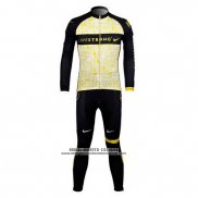 2012 Abbigliamento Ciclismo Livestrong Giallo Manica Lunga e Salopette